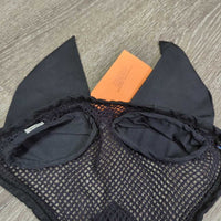 Mesh Fly Veil Ear Bonnet, piping *vgc, mnr faded, clean, hairy, puckered & curled
