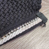 Crochet Fly Veil Ear Bonnet, piping, bling *vgc, clean, mnr hair, faded & curled
