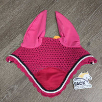 Crochet Fly Veil Ear Bonnet, piping *xc/vgc, clean, curled & puckere
