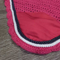 Crochet Fly Veil Ear Bonnet, piping *xc/vgc, clean, curled & puckere
