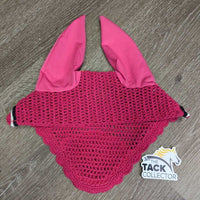Crochet Fly Veil Ear Bonnet, piping *xc/vgc, clean, curled & puckere
