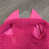 Crochet Fly Veil Ear Bonnet, piping *xc/vgc, clean, curled & puckere
