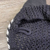 Crochet Fly Veil Ear Bonnet, piping, string *gc, clean, shrunk, older, v.curled

