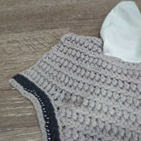 Hvy Crochet Fly Veil Ear Bonnet, piping, beads *vgc, mnr loose beads
