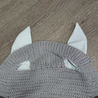 Hvy Crochet Fly Veil Ear Bonnet, piping, beads *vgc, mnr loose beads
