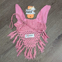 Crochet Fly Veil Ear Bonnet, gringe, hvy string *gc, stained & frayed string
