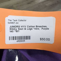 JUNIORS HYV Cotton Breeches, Sticky Seat & Legs *new
