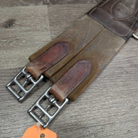 Girth, 2x els, 3x D Rings *gc/fair, rubs, faded, film, residue, stains, creases, folded, cracked/hole

