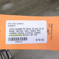 Girth, 2x els, 3x D Rings *gc/fair, rubs, faded, film, residue, stains, creases, folded, cracked/hole
