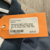 Light Jacket, zipper *gc, mnr dirt?stains, faded, pilly, hairy & clumpy collar, older
