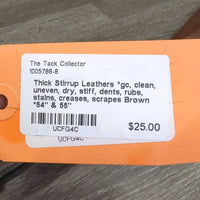 Thick Stirrup Leathers *gc, clean, uneven, dry, stiff, dents, rubs, stains, creases, scrapes

