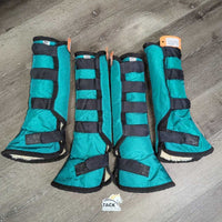 Front & Hind Fleece Lined Shipping Boots *vgc, clean, mnr hair, stains, shavings, v.linty velcro, older

