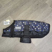 Closed Front Med Winter Dog Coat, velcro *xc/like new, clean, mnr stains
