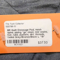 Quilt Dressage Pad, mesh spine, piping *gc, clean, mnr stains, hair, rubs, puckers, dirt, threads, faded
