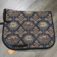 Thick Quilt Dressage Saddle Pad, tabs *vgc, clean, hairy, faded, rubs, puckers, dingy underside
