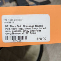 Thick Quilt Dressage Saddle Pad, tabs *vgc, clean, hairy, faded, rubs, puckers, dingy underside
