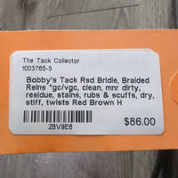 Rsd Bridle, Braided Reins *gc/vgc, clean, mnr dirty, residue, stains, rubs & scuffs, dry, stiff, twists
