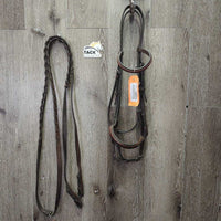 Rsd Bridle, Braided Reins *gc/vgc, clean, mnr dirty, residue, stains, rubs & scuffs, dry, stiff, twists
