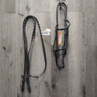 Rsd Bridle, Braided Reins *vgc/gc, dry, mnr dirt/residue, creases, edge scrapes, stiff
