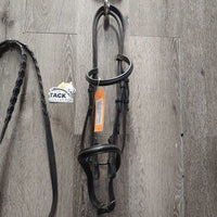 Rsd Bridle, Braided Reins *vgc/gc, dry, mnr dirt/residue, creases, edge scrapes, stiff
