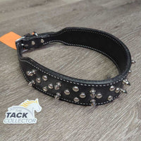 Spikes Wide Thick Hvy Leather Dog Collar, studs *like new, mnr film
