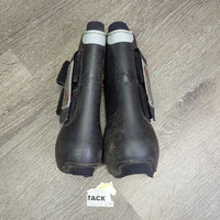Open Front Boots, velcro *gc/fair, clean, rubs, scrapes, residue, hairy, older, snags, fray, thread
