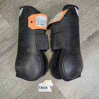 Open Front Boots, velcro *gc/fair, clean, rubs, scrapes, residue, hairy, older, snags, fray, thread

