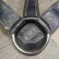 Soft Fleece Lined Stamped Western Breastcollar, snap *gc, clean, dirty, stains, clumpy, hairy, older, scrapes, xholes
