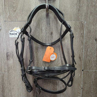 Rsd/Padded Monocrown Dressage Bridle, Crank, Flash *xc/like new, clean, twists, bends, scuffs, mismatched?
