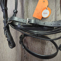 Rsd/Padded Monocrown Dressage Bridle, Crank, Flash *xc/like new, clean, twists, bends, scuffs, mismatched?
