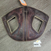 Soft Leather & Felt Poll Guard - Head Bumper *vgc/gc, clean, v.rubbed, faded & discolored, older?
