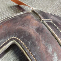 Soft Leather & Felt Poll Guard - Head Bumper *vgc/gc, clean, v.rubbed, faded & discolored, older?
