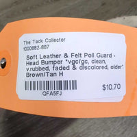 Soft Leather & Felt Poll Guard - Head Bumper *vgc/gc, clean, v.rubbed, faded & discolored, older?
