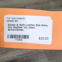 Elastic & Soft Leather Side Reins, Hvy Buckles *xc, clean
