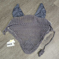 Crochet Fly Veil Ear Bonnet, piping, string *vgc, v.curled edges, puckers, clean, older, mnr stain
