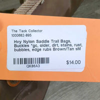 Hvy Nylon Saddle Trail Bags, Buckles *gc, older, dirt, stains, rust, bubbles, edge rubs
