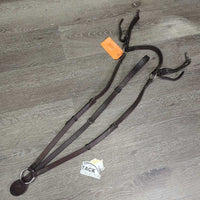 Flat Adjustable Breastplate, straps, snaps *gc/fair, older, rust, dry, creases, dents, rubs, xholes, clean, stiff

