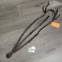 Flat Adjustable Breastplate, straps, snaps *gc/fair, older, rust, dry, creases, dents, rubs, xholes, clean, stiff
