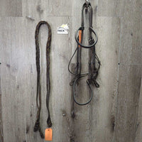 Rsd Bridle, Braided Reins *gc/fair, clean, scrapes, xholes, reaired, creases, bent, stiff
