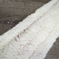 Cotton & Nylon Web Fleece Girth, 2x els, D Ring *gc, clumpy, clean, curled/folded edges, hair, stains, older, edge rubs, stretched els
