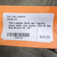 Thin Leather Girth, els *vgc/xc, clean, older, mnr stains, rubs & film
