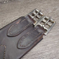 Padded Leather Girth, 1x els *gc/fair, rubs, scrapes, deep creases, older, rust, els: rubs, frays & torn
