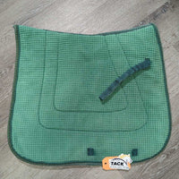 Quilt Waffle Jumper Pad, piping *gc/fair, clean, cut loops, v. faded, holey edges, mnr puckers, threads, stains, rubs, pills
