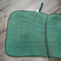 Quilt Waffle Jumper Pad, piping *gc/fair, clean, cut loops, v. faded, holey edges, mnr puckers, threads, stains, rubs, pills
