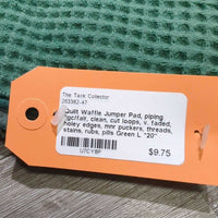 Quilt Waffle Jumper Pad, piping *gc/fair, clean, cut loops, v. faded, holey edges, mnr puckers, threads, stains, rubs, pills
