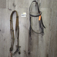 Rsd Padded Bridle, Cotton Web Reins *gc/fair, NO Noseband, v.dry, v.stiff, frays, threads, creases
