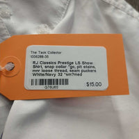 LS Show Shirt, snap collar *gc, pit stains, mnr loose thread, seam puckers
