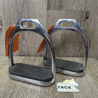Wide Light Stirrup Irons, grips *vgc, clean, pitted/bubbled, scrapes, scratches
