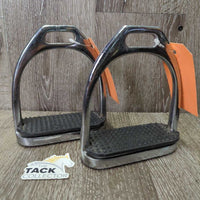 Wide Light Stirrup Irons, grips *vgc, clean, pitted/bubbled, scrapes, scratches
