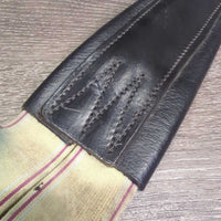 Narrow Padded Leather Girth, 1x els *vgc, clean, mnr stains, hairy seams & creases, older?
